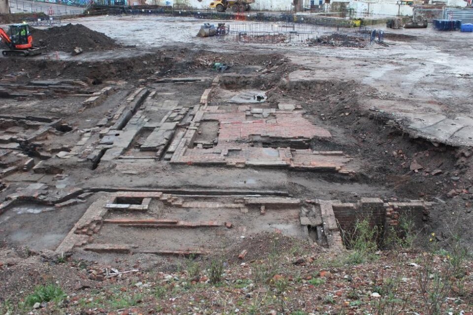 Dyeworks Excavated portions of Buildings A and B looking South